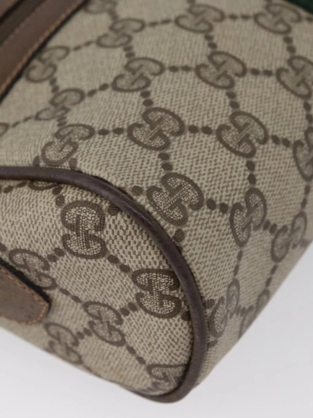 GUCCI GG Supreme Web Sherry Line Bag PVC Beige Gold - Picture 4 of 16